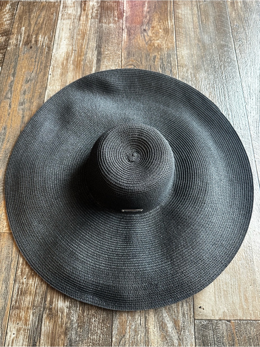 Lauren Ralph Lauren Women’s Wide Brim Straw Floppy Black Sun Hat Medium